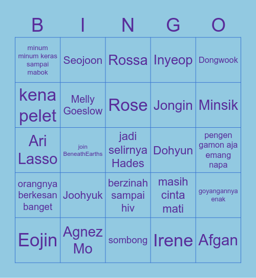 🥰 Board Jeongha 🥰 Bingo Card