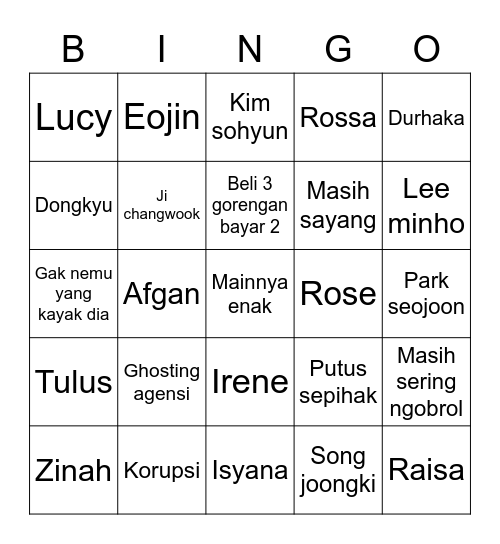 Bank Bingo Card