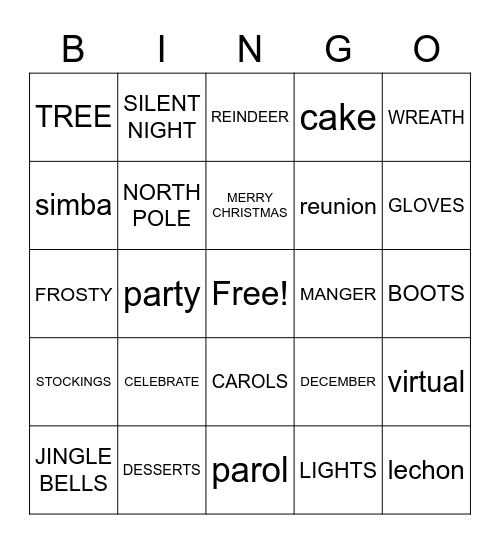 HOLIDAYS Bingo Card