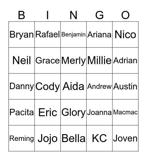 FAMILY BINGO Card