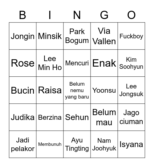Aaa Bingo Card