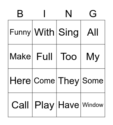 Journeys Vocabulary Bingo! Bingo Card