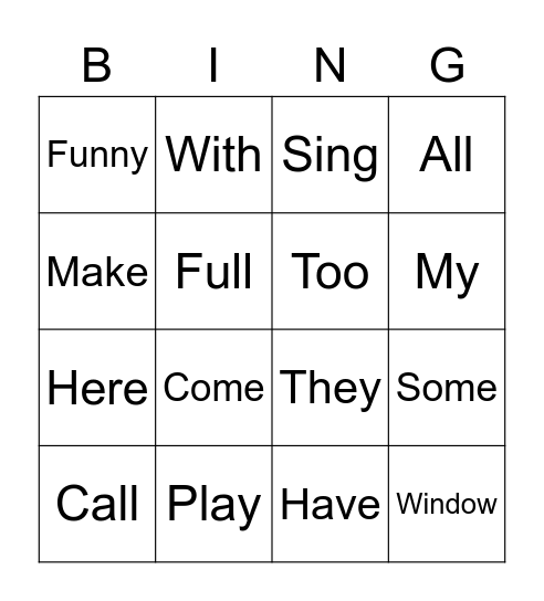 Journeys Vocabulary Bingo! Bingo Card