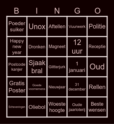 Maatschappij nieuwjaars bingo Card