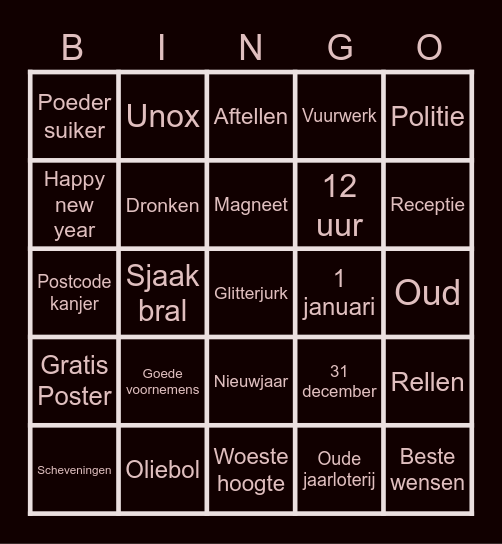 Maatschappij nieuwjaars bingo Card