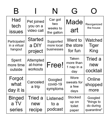 2020 Bingo Card