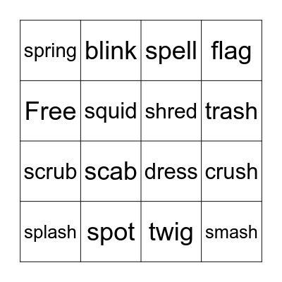 Beginning Blend Bingo Card