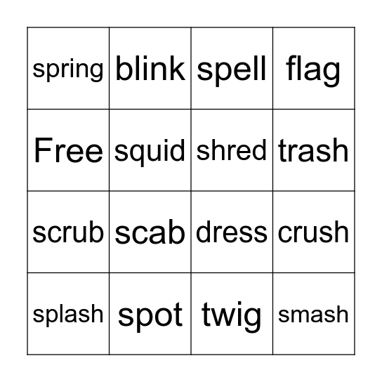 Beginning Blend Bingo Card