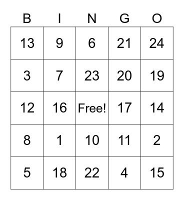 Birthday Bingo Card