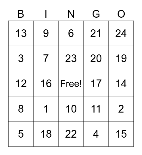 Birthday Bingo Card