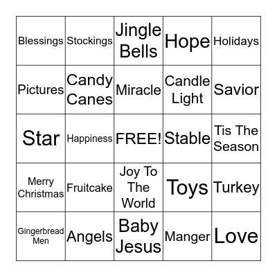 Merry Christmas and A Blessed New Year  Bingo Card
