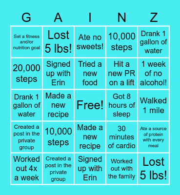 SEMPOWSKI GAINZ JANUARY BINGO Card