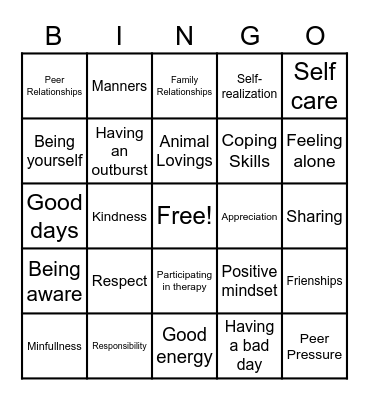 Ms. Destinee's Therapy Bingo Card