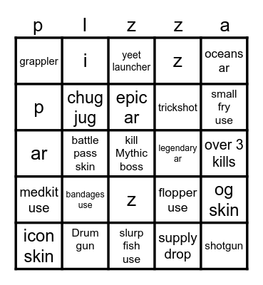 Pizza bingo Card