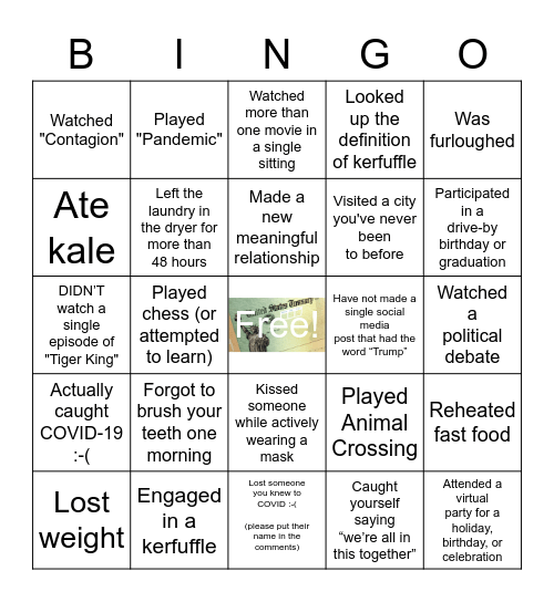 Pandemic Bingo Card