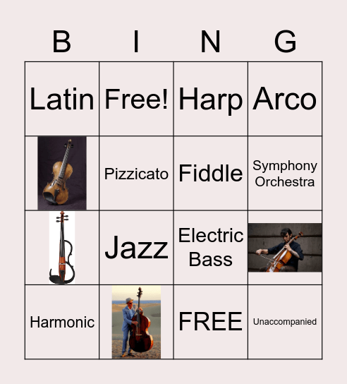 String Instrument Bingo Card