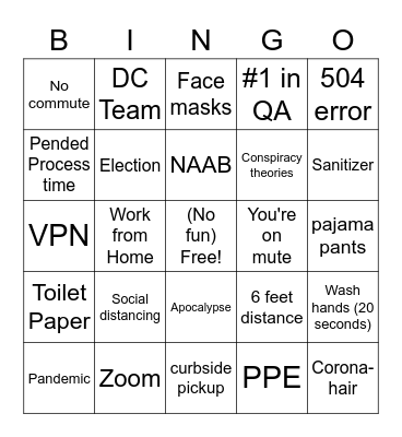 2020 Bingo Card