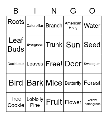 Bingo on the Board Walk: Tree Edition Bingo Card