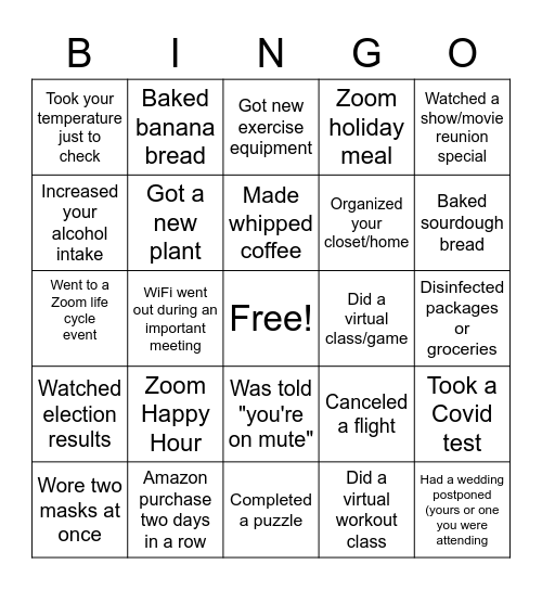 2020 Bingo Card