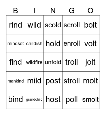 Lesson 61 Bingo Card