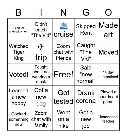 2020 Bingo Card