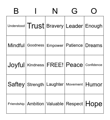 Empowerment Bingo Card