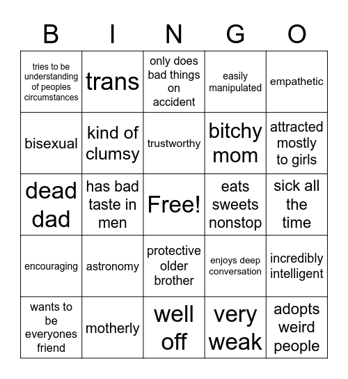 Cara Bingo Card