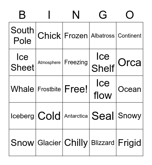 Antarctica Bingo Card