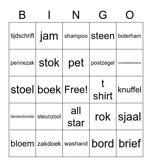 Van den Houten Bingo Card