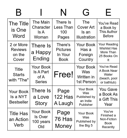 Book Bingo Card