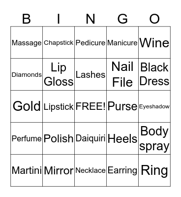 Girls Night Out Bingo Card