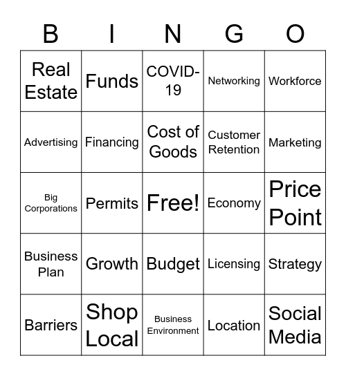 EconoMazing Bingo Card