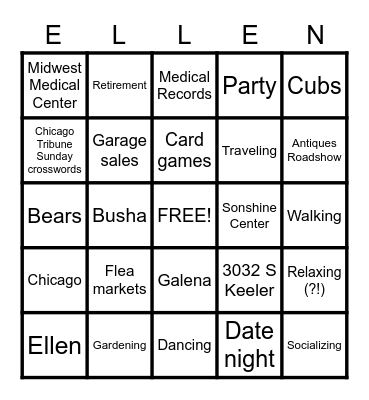 ELLEN'S BINGO! Bingo Card