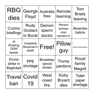 2020 BINGO Card