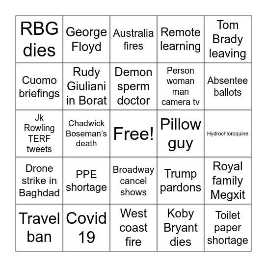 2020 BINGO Card