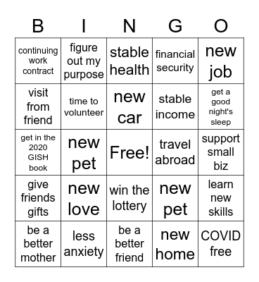 2020 Bingo Card