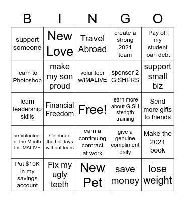 BINGO 2021 Bingo Card