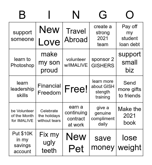 BINGO 2021 Bingo Card