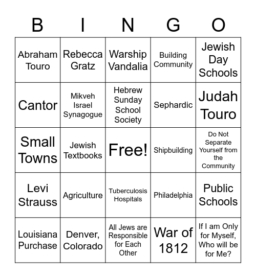 United States in the 1800s Bingo Card