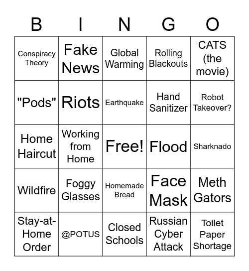 Bye-Bye to 2020 Bingo!! Bingo Card