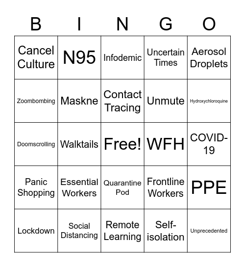 Goodbye 2020! Bingo Card