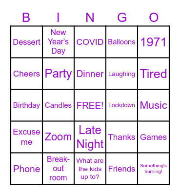 Brigitte's 50th Birthday Party Bingo Card