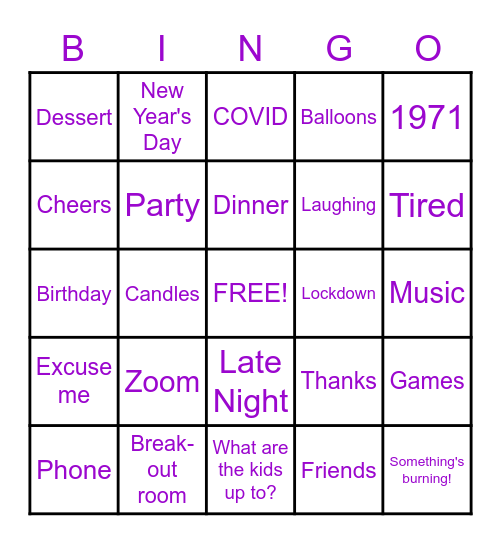 Brigitte's 50th Birthday Party Bingo Card