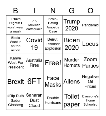 2020 GTFO Bingo Card