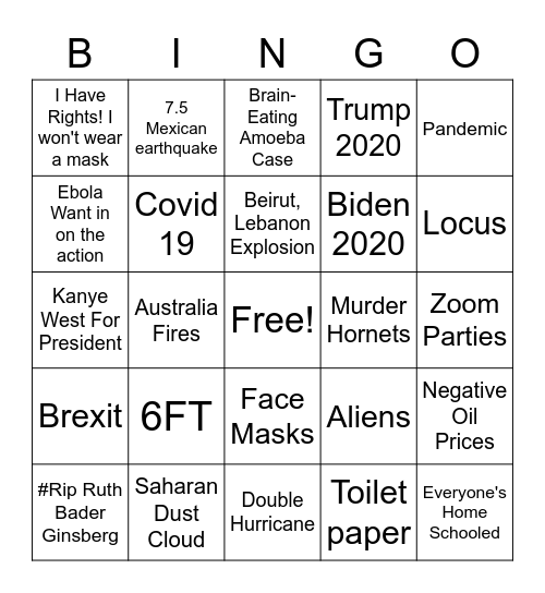 2020 GTFO Bingo Card