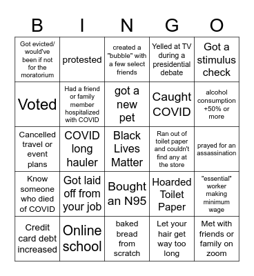 2020 Bingo Card