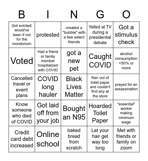 2020 Bingo Card