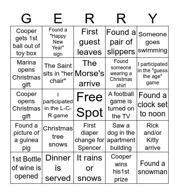 Happy Holidays Love, Gerr Bingo Card