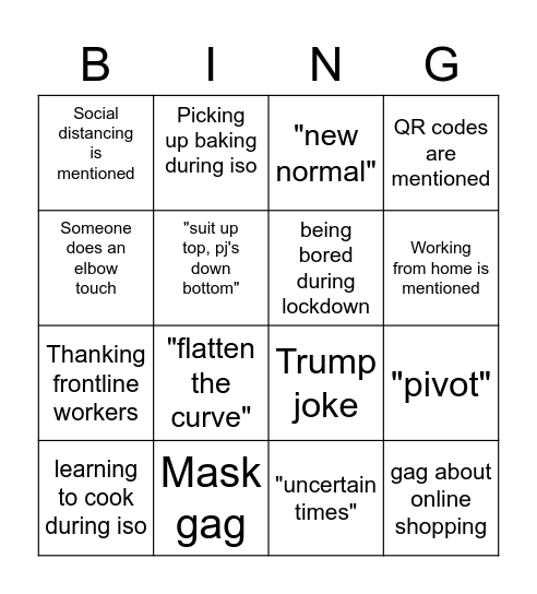 NYE BINGO BABY Bingo Card