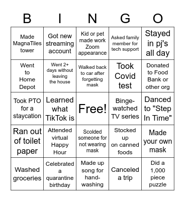 Bye-Bye 2020 Bingo Card